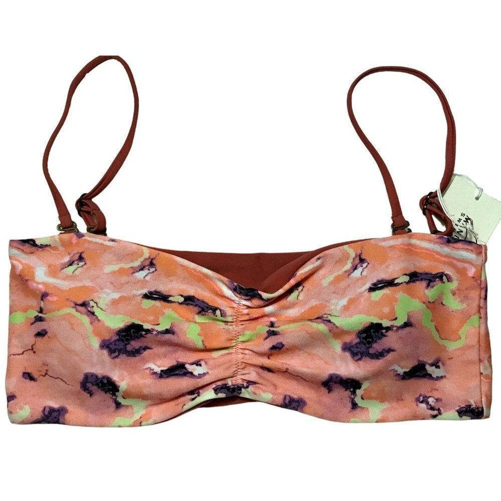 Mandalay Reversible Mauve Multicolor Bikini Top Adjustable Straps Sz Large NEW